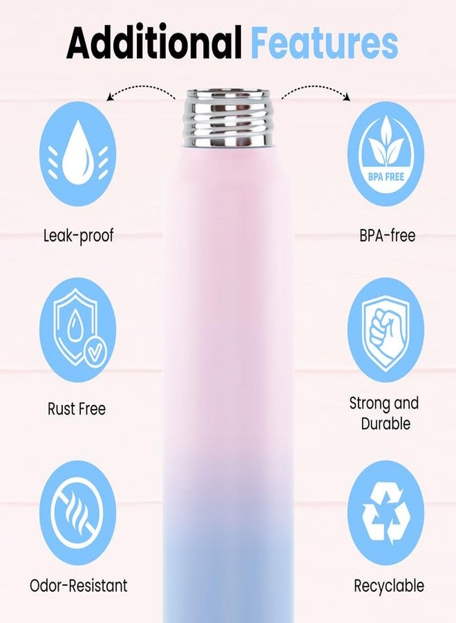 Speedex Stainless Steel Pink Blue Water Bottle 1 Litre with Flipper Cap | Leak Proof & BPA Free | Fridge Safe Bottle for School, Gym, Office | For Boys, Girls, Men, Women, Kids - Image 3
